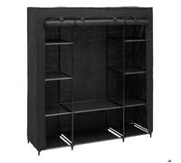 Penderie Double 7 Etagères 1 Tringle Acier 155x45x165 cm Noir
