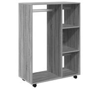 Penderie en bois dérivé du bois, 80 x 40 x 110 cm, avec espace de rangement, étagères et roulettes, pour chambre à coucher, couloir, dressing, système de rangement moderne, compacte et mobile - Gris