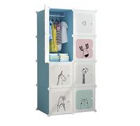 Penderie enfant- Armoire de rangement pour enfant - Pliant - en Plastique avec 4 niveaux,8 compartiments Bleu