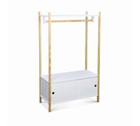 Penderie enfant bois massif 2 portes coulissantes avec portant Tobias