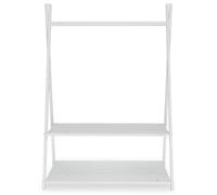 Penderie enfant DANILO avec tringle à vêtements et deux étagères, design tipi, en bois massif, 83 x 115 x 50 cm, blanc