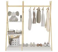 Penderie Enfant LOTTE avec 3 étagères en Bois Massif, Dimensions 108x115x47 cm, idéale pour Garde-Robe compacte, Rangement vêtements Enfant, Naturel/Blanc
