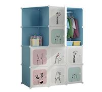 Penderie enfant - SALUT -Armoire enfant de rangement - Pliant - en Plastique - 4 niveaux,10 compartiments Bleu