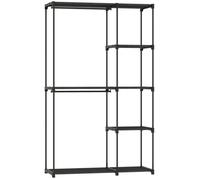 Penderie mobile noire 111 x 43 x 185 cm avec étagères pour dressing et rangement pratique chambre