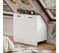 Penderie Mur en Pente Chambre Mansardée avec 2 Portes 80x46x81.5CM Armoire sous Pente avec Pieds Réglable Meuble de Rangement sous Pente Blanc Placard de Rangement adapté aux Murs en Pente (2 Portes)