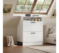 Penderie Mur en Pente Chambre Mansardée avec 2 Tiroirs 60x46x81.5CM Armoire sous Pente avec Pieds Réglable Meuble de Rangement sous Pente Blanc Placard de Rangement adapté aux Murs en Pente(2 Tiroirs)