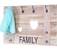 Garderobe murale MENDLER HWC-C89 Family 8 crochets 60x90cm brun naturel Marron