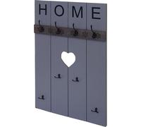Mendler Portemanteau mural HWC-C89 Home, panneau de garde-robe, look shabby vintage, 8 crochets 91x60cm - gris-bleu