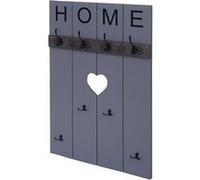 Mendler Portemanteau mural HWC-C89 Home, panneau de garde-robe, look shabby vintage, 8 crochets 91x60cm - gris-bleu