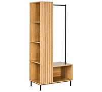 Penderie Ouverte à 5 Etagères en MDF Portemanteau Marron Clair Leandro