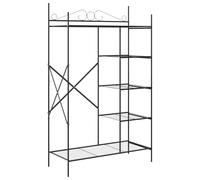 Penderie ouverte en acier - 104,5 x 45 x 172 cm - Noir - Espace de rangement moderne avec tringle à vêtements et étagères, 5 étagères en fil métallique - Construction robuste en métal pour chambre et