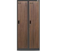 Penderie Penderie en acier 2 compartiments Porte battante Paroi de séparation Trous d'aération Revêtement en poudre 180 cm x 80 cm x 50 cm Anthracite / Noyer