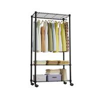 Penderie portable à 3 étages avec étagères réglables et tringle à vêtements - Organiseur de rangement de qualité supérieure pour vêtements, armoire et garde-robe pour chambre à coucher (noir, L)