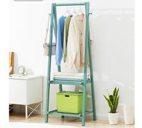 Penderie portable en bambou à 2 niveaux - Pliable - Économie d'espace - Armoire en bois pour entrée et chambre à coucher (56 x 40 x 160 cm)