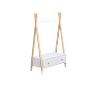 Penderie pour enfant bois et blanche avec tiroir LOU