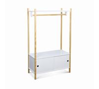 Penderie Pour Enfants - Tobias - Deux Portes Coulissantes Bois Massif En Pin Naturel Blanc Blanc
