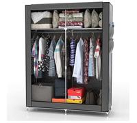 PENDERIE SOUPLE Armoire de Rangement Pliable 108x45x170 cm en Gris Souris Dressing Penderie Textile avec Fermeture à Glissière en