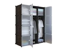 Penderie souple - Armoire de rangement Pliant - en Plastique - 3 portes,4 niveaux,12 compartiments noir
