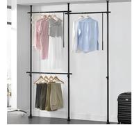 Penderie télescopique Kemi acier laqué 150 - 230 cm 3 barres de penderie noir