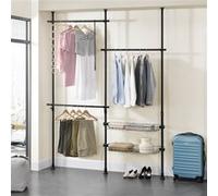 Penderie télescopique Kemi acier laqué 160 - 200 cm noir [en.casa] Noir G