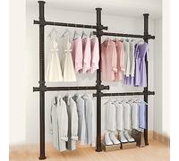 Penderie Telescopique, Système De Rangement Télescopique Telescopique Systeme Portant De Vêtement Garde-Robe Téléscopique Penderie 3 Pôles 4 Barres Hauteur Réglable 110-310 Cm