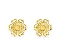Pendientes Bebe o Niña Oro Flor relieve en mate y brillo calada - Coffret cadeau - Certificat de garantie - Mondepetit