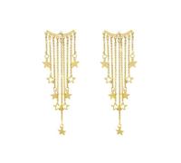 Pendientes con flecon de estrellas de cinco puntas metálicos metálicos - pendientes de estilo largo de moda, elegantes y con estilo