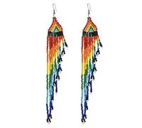 Pendientes de Plata de Las Mujeres, la Moda Coloridas Cuentas de Semillas de Borla Pendientes de Gota Para Las Mujeres Rojo Azul Colgante Largo Pendiente Brinco Bohemia Declaración Regalos de Joyería