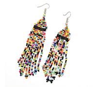 Pendientes de Plata de Las Mujeres, la Moda Coloridas Cuentas de Semillas de Borla Pendientes de Gota Para Las Mujeres Rojo Azul Colgante Largo Pendiente Brinco Bohemia Declaración Regalos de Joyería