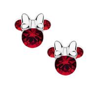 Boucles d'oreilles Minnie pour filles avec Zircone cubique et Argent Sterling, Bijoux Disney, Petit Pierre de naissance, Rouge