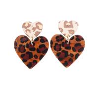 Pendientes en forma de corazón Retro acríde de leopardo estampado, elegantes y sofisticados, un accesorio único para los más refin