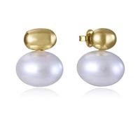 Boucles d'oreilles en acier IP doré et perle Sint Mra Fn