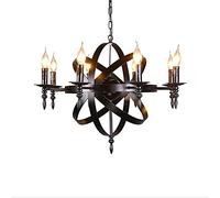 Pendre classique médiéval - 8 lumières, lampe de plafond de lustre à bougie ronde noir - Style Castle Fon Whited Taille massive lampes suspendues pour un country country house de salon - E14 Max 40W
