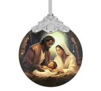Pendre du Berceau - Pendant Acrylique pour La Bénédiction De Noël | Décoration Ronde De Jésus pour Les Scènes De La Nativité, Ornement Créatif pour Les Arbres, La Maison, L'église, Fêtes