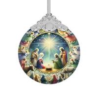 Pendre du Berceau - Pendant Acrylique pour La Bénédiction De Noël | Décoration Ronde De Jésus pour Les Scènes De La Nativité, Ornement Créatif pour Les Arbres, La Maison, L'église, Fêtes