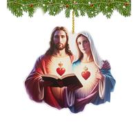 Pendre en couple en acrylique, décoration accrochée à cœur rouge, ornement de Jésus acrylique, Orrnament romantique Book Holding, | Ornement religieux acrylič avec cœur pour le cadeau chrétien de Noël