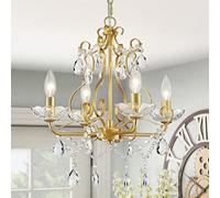 Pendre en Cristal Chandelier Pendant Finchmount Plafond Light Lighting for Bedroom Halway Bar Kitchen Bathroom, H 36 x W 41, Gold, E14 Base