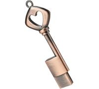 Pendrive Heart Shaped USB Flash Drive Metal USB 3.0 Stick Bronze Flash Disk 16GB 32GB 64GB U Disk Memory Stick with Keychain (64GB,Key)