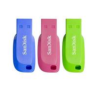 SanDisk Clé USB Cruzer Blade SDCZ50C-032G-B46T 32 Go USB 2.0 Pack de 3 (Bleu/Rose/Vert)