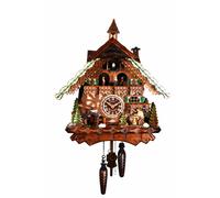 Pendule à coucou à quartz Maison de la Forêt-Noire avec bûcheron et roue de m...