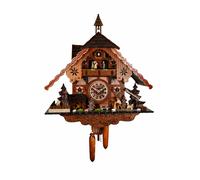 Pendule à coucou à quartz Maison de la Forêt-Noire avec bûcheron et roue de m...
