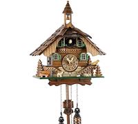 Pendule à coucou de la Forêt Noire en bois véritable avec mouvement à quartz alimenté par piles, chant du coucou - une offre des pendules-Park Eble -Maison traditionnelle 32 centimètre-