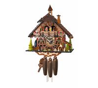 Pendule à coucou Maison de la Forêt-Noire avec bûcheron mobile et roue du moulin