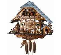 Pendule à coucou Maison de la Forêt-Noire avec bûcheron mobile et roue du moulin