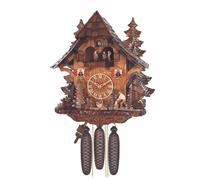 Pendule à coucou Maison de la Forêt-Noire avec bûcheron mobile et roue du moulin
