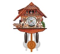 Pendule à coucou | Ornement Tranditionnel Horloge murale vintage en bois | Horloge coucou faite à la main Maison de la Forêt Noire Pendule rétro pour salon, chambre à coucher, café