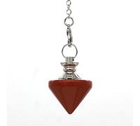 Pendule de cristal de guérison de quartz d'améthystes naturelles pour la divination de downing Cône pointu Reiki Chakra Pendule Pendule-Jasper rouge_CHINE