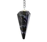 Pendule de divination en verre avec chaîne chakra et boule de verre pour guérison Reiki et méditation en grille de verre