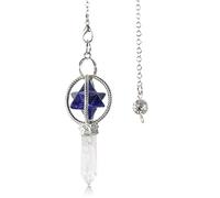 Pendule De Guérison En Cristal Lapis Lazuli Merkaba Avec Pierre Précieuse Hexagonale En Cristal Blanc Pour Reiki Radiesthésie Équilibre Méditation