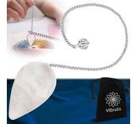 Pendule Divinatoire de Radiesthésie en Cristal de Roche | Pendule en Pierre de Quartz Blanc Émettrice et Amplificatrice [ É]